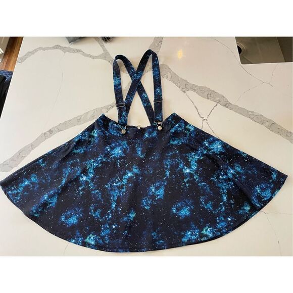 Hot Topic Galaxy Suspender Mini Skirt Women’s Sz L - Picture 1 of 6